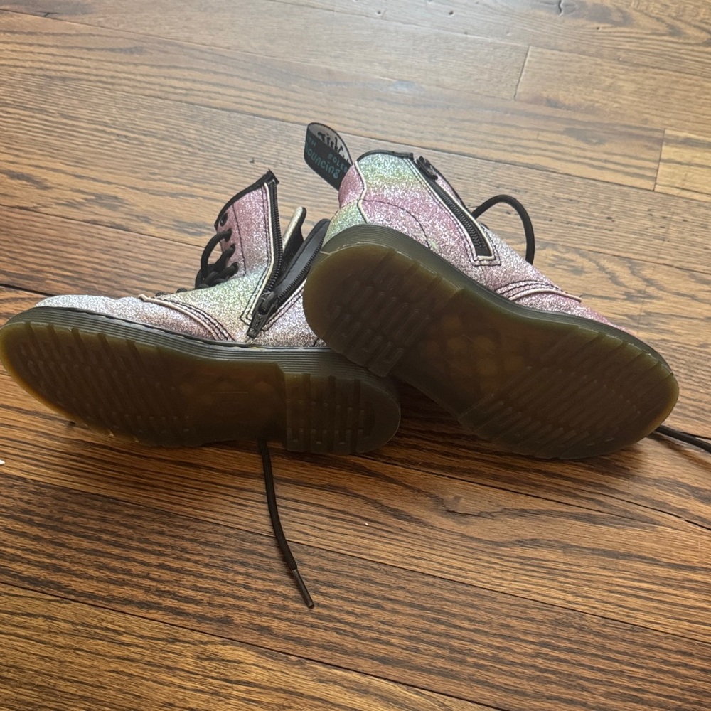 Dr. Martens Kids Glitter Boots - Pink and Green - Picture 3 of 4